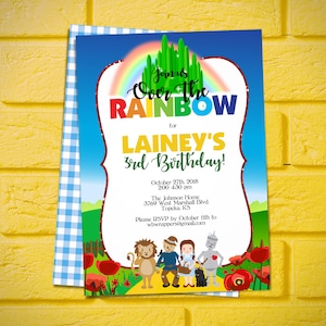 PLANTILLA de invitación a la fiesta de cumpleaños del Mago de Oz - Sobre el arco iris - Camino de ladrillos amarillos - Plantilla PDF - Bricolaje - ¡Crea hoy!