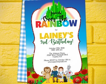 Wizard of Oz Birthday Party Invitation TEMPLATE - Over the Rainbow - Yellow Brick Road - PDF Template - DIY - Create today!