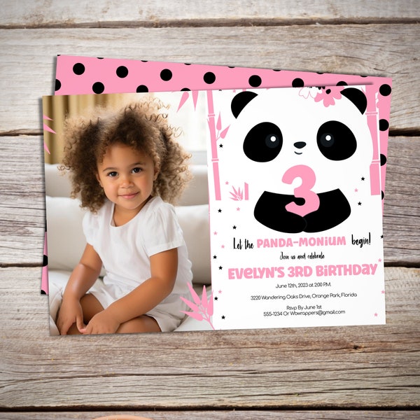 Panda Invitation - Etsy