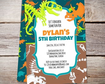 Invitation d’anniversaire de dinosaure, anniversaire de dinosaure, invitation de dinosaure, fête de dinosaure, téléchargement instantané, modèle d’invitation