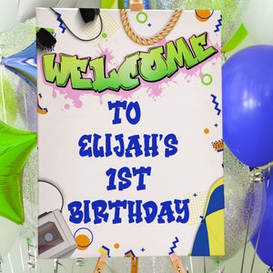 Fresh Prince Welcome Sign, Editable Template, 90s Hip Hop Party Sign - Instant Download DIY PDF