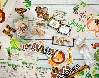 Jungle Baby Shower Printable Package - "Oh Baby" For Boy, Girl, or Neutral Shower - Safari Baby Shower - Instant Download Editable