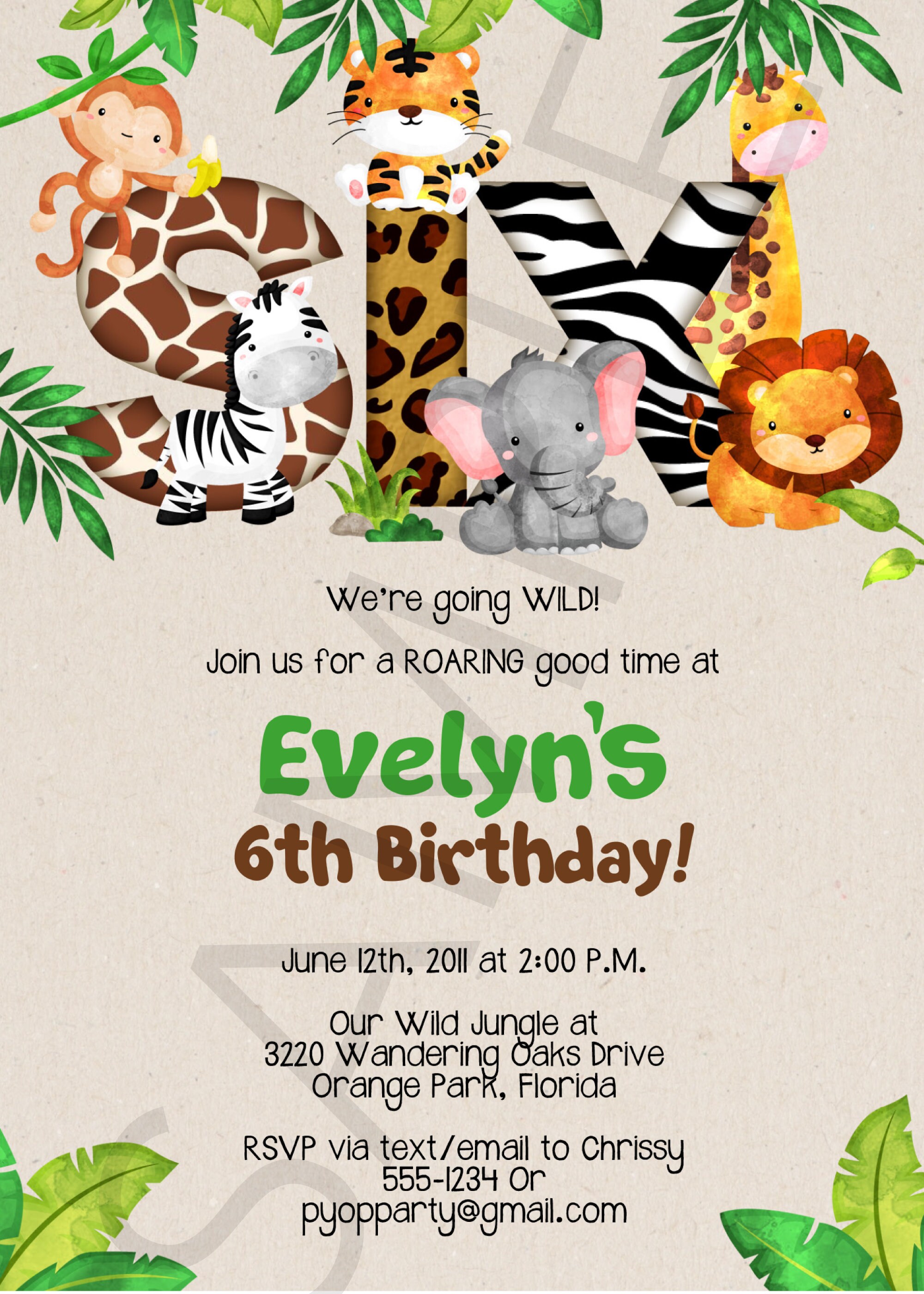 Jungle 6th Birthday Party Invitation Template Jungle Animals Etsy Jungle 6th Birthday Party Invitation Template Jungle Animals Etsy