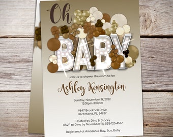 Baby Shower Invitation - Shades of Brown Baby Shower "Oh Baby" - Browns