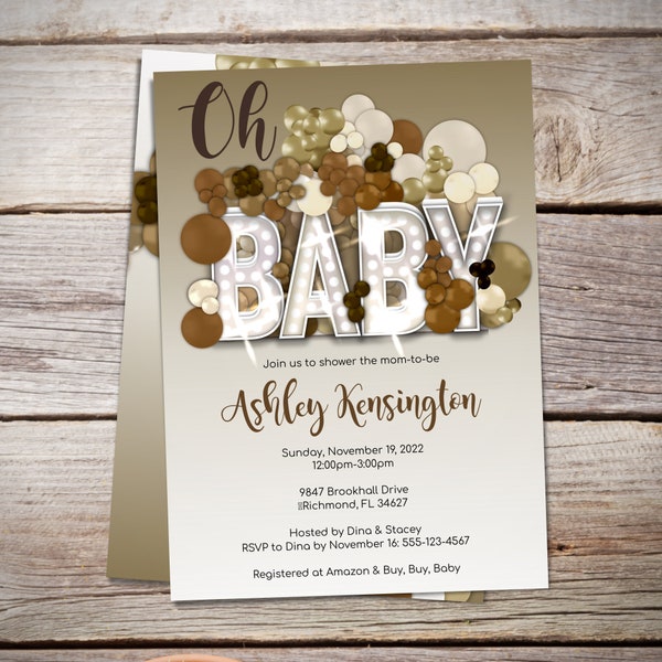 Baby Shower Invitation - Shades of Brown Baby Shower "Oh Baby" - Browns
