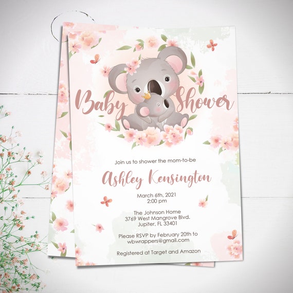 Koala Invitation Koala Baby Shower Invite Baby Shower Etsy Australia
