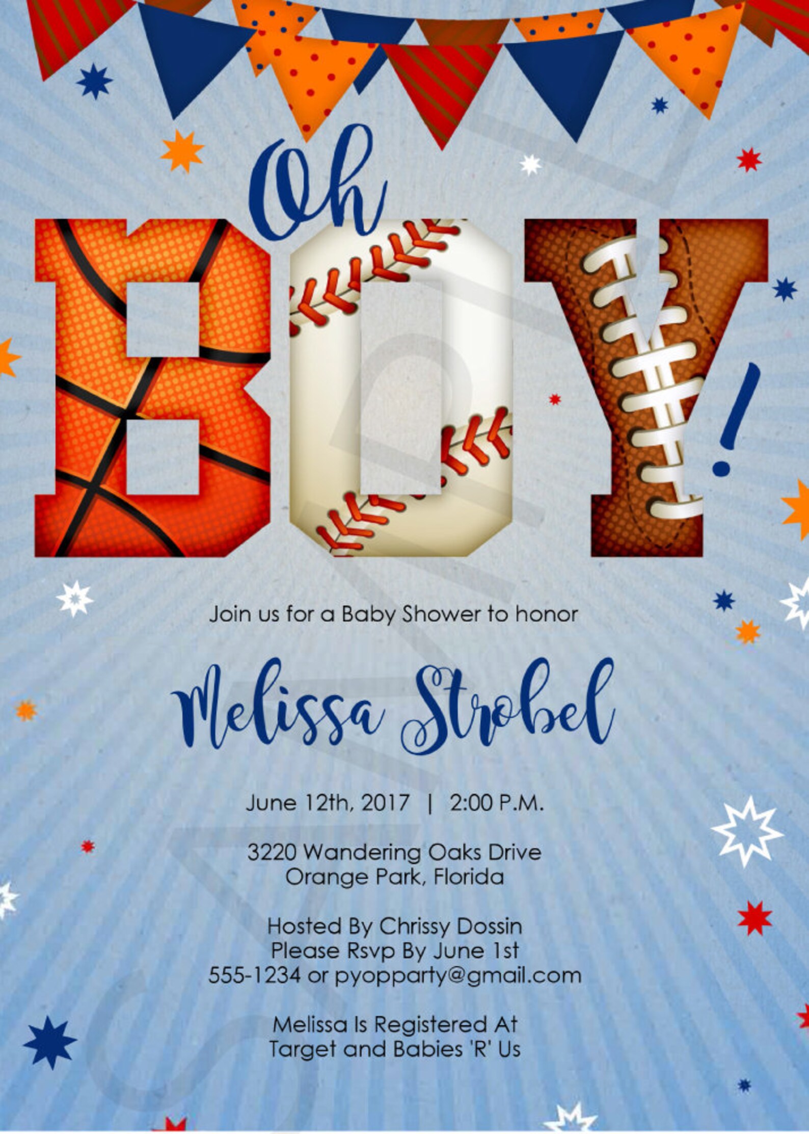 Sports Baby Shower Invitation Sports Theme Invite Sports Etsy