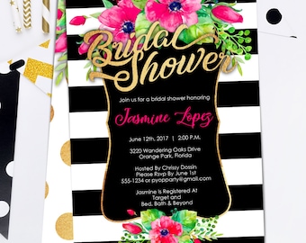 Invitation à une fête nuptiale florale, invitations à une douche, fête nuptiale florale - Modifiez-vous dès aujourd'hui !