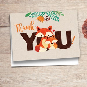 Baby Shower Thank You Cards | Fox Baby Shower Thank You Note | Fox Thank You Note | Baby Fox | Matching Thank You