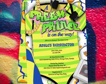 Fresh Prince Baby Shower Invitation, 90s Party, Prince Baby Shower, Boy Baby Shower | PDF Template - B023