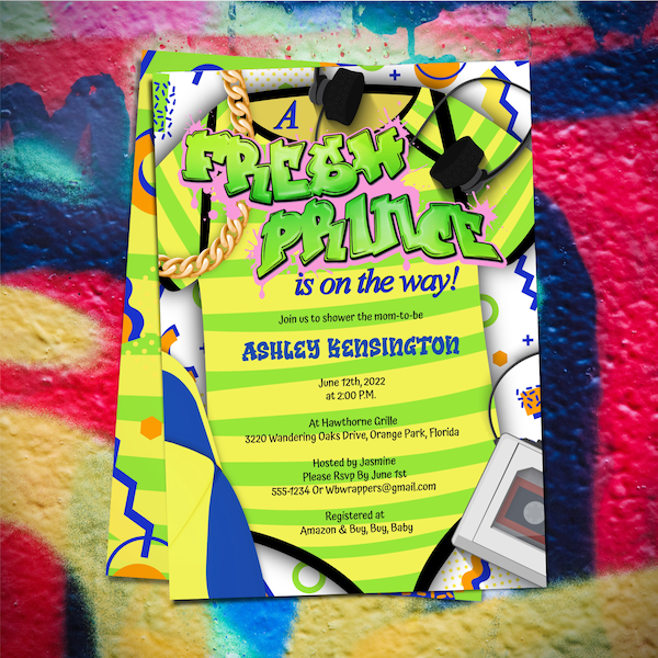 Fresh Prince Baby Shower Invitation, 90s Party, Prince Baby Shower, Boy Baby Shower | PDF Template - B023