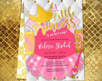 Little Princess Baby Shower Invitation | Royal Princess Themed Invite |  Baby Shower Invite for Girl | PDF Template | Create today! B017