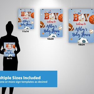 Oh Boy Sports Baby Shower Welcome Sign - sizes available