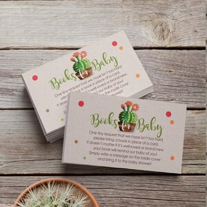 Cactus Baby Shower Insert - Boeken voor babykaart - Breng een boekinvoeging mee - Babyshower Breng een boekenkaart - PDF-sjabloon afdrukbaar