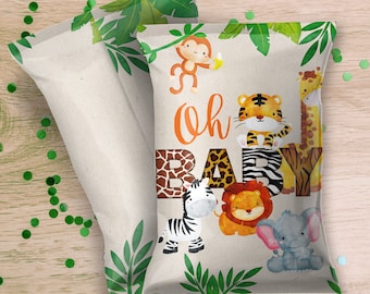 Jungle Baby Shower Chip Bag Wrappers - Printable File to Make Your Own - Baby Shower Snack Bags - Decor - Favor Bags - Goody Bags - Chips