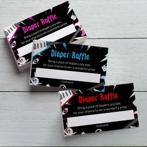 Rock & Roll Baby-Dusche-Einsatz - Windel-Verlosungskarte - Windel-Gewinnspiel - sofortiger Download druckbare