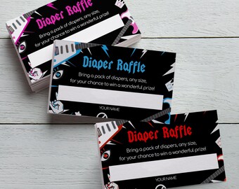 Rock & Roll Baby Shower Insert - Diaper Raffle Card - Diaper Raffle Insert - Instant Download Printable