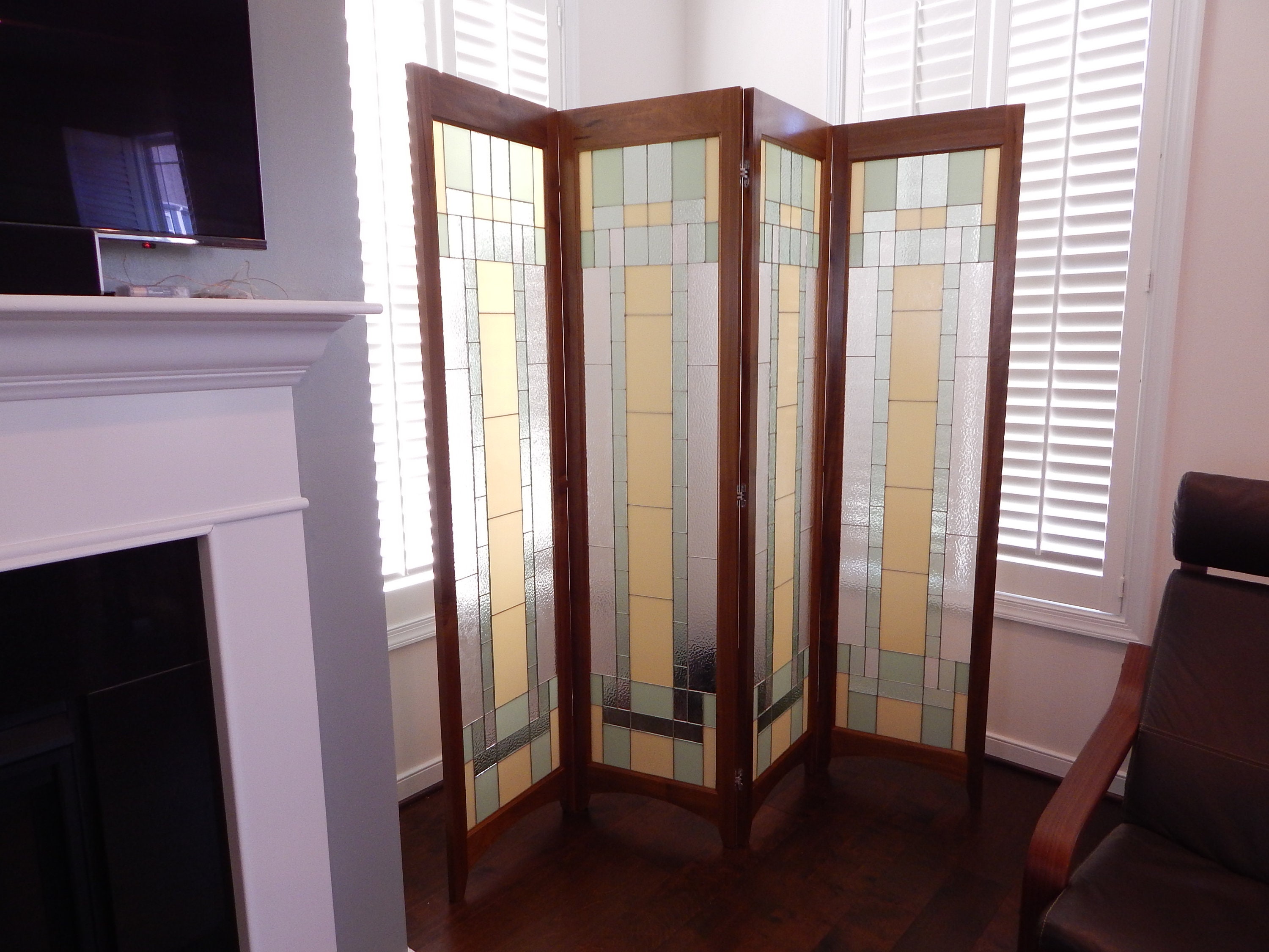 Riesling Stained Glass Room Divider 4 Panel Screen Adair Etsy