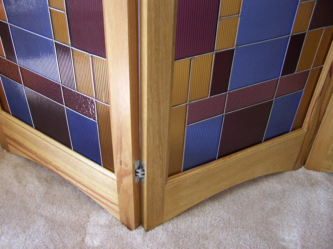 Stained Glass Room Divider 3panel Screen Barcelona Model Etsy