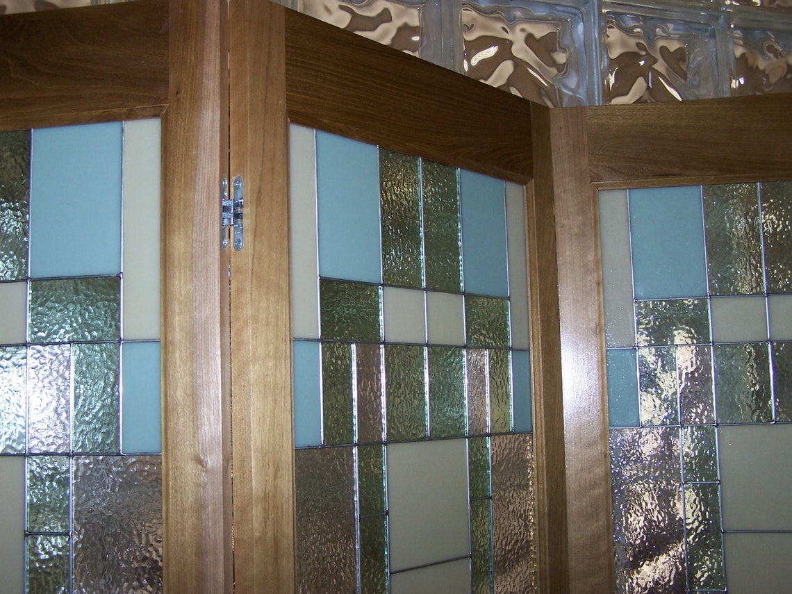 Riesling Stained Glass Room Divider Natural Finish 3Panel Etsy