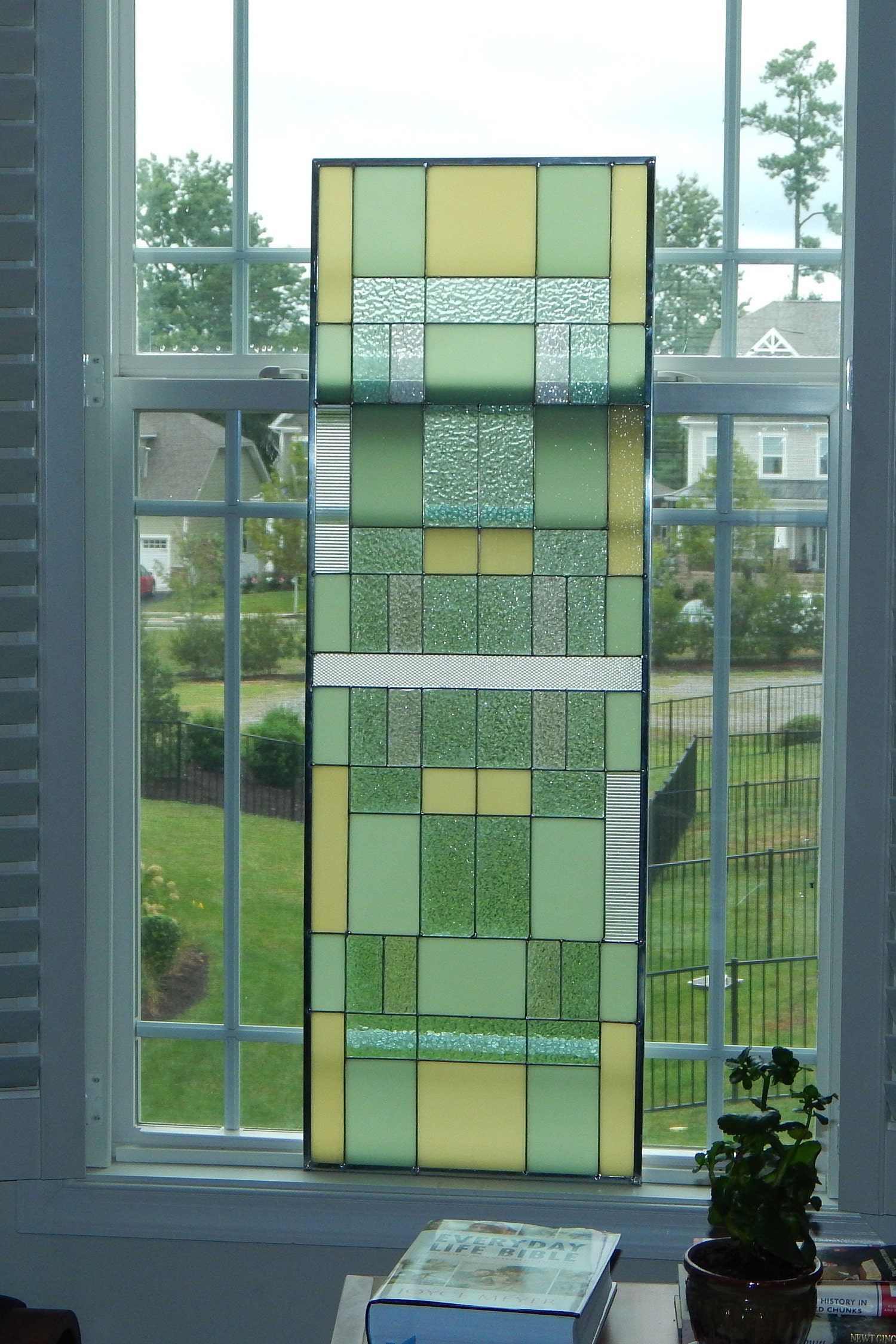 （特別価格）Stained Glass Window Extra Large Horizontal Transom Window Stained Glass Window