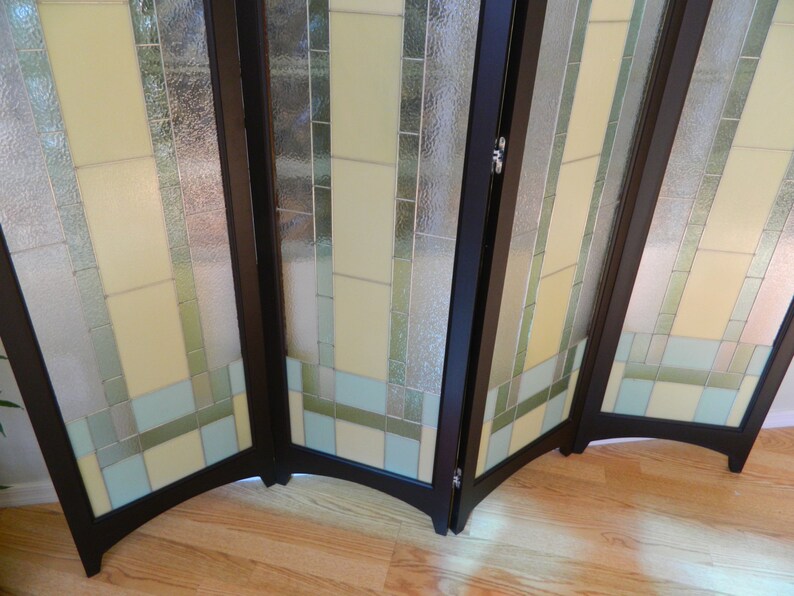 Stained Glass Room Divider 4 Panel Screen Riesling Java Etsy