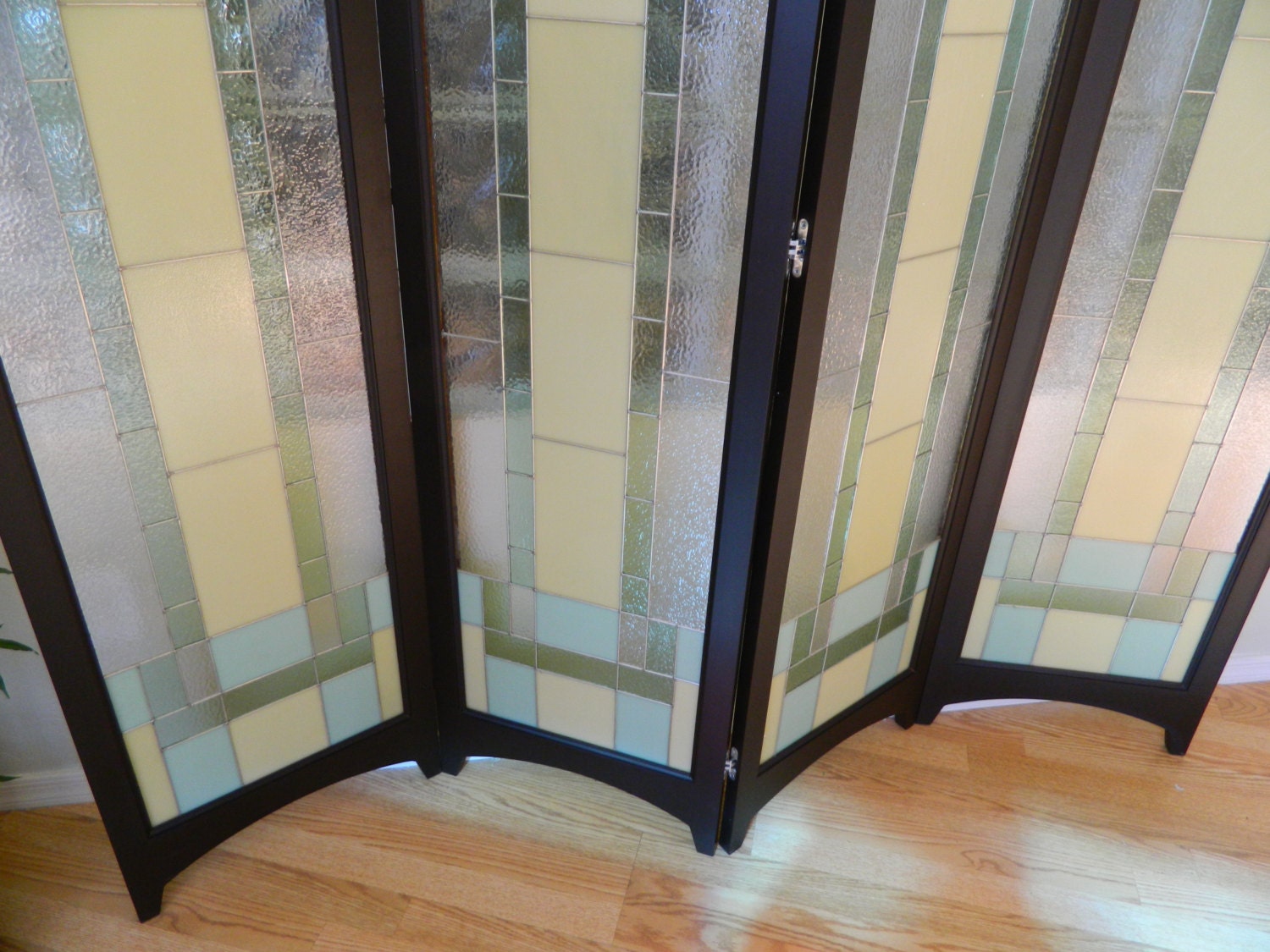 Stained Glass Room Divider 4 Panel Screen Riesling Java Etsy
