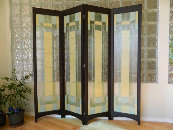 Stained Glass Room Divider 4 Panel Screen Riesling Java Model By Adair Glass Design