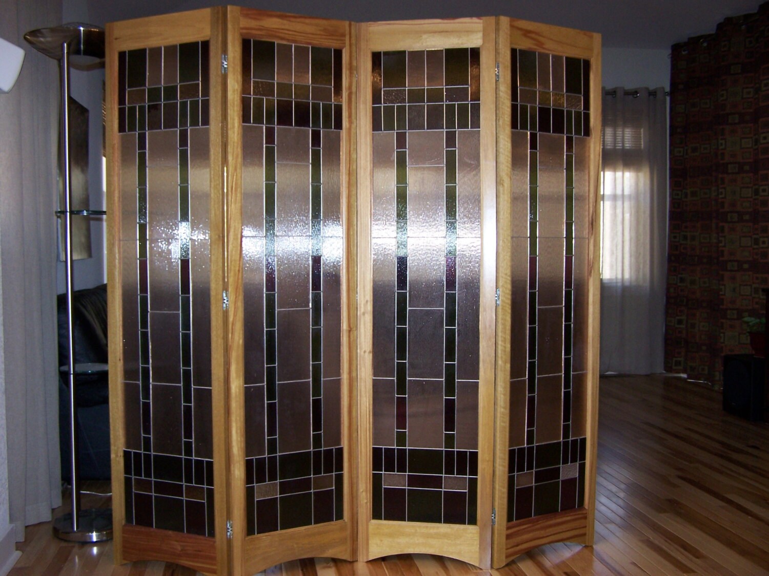 Stained Glass Room Divider 4Panel Screen Spring Breeze Etsy