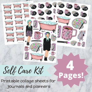 journaling printable journal stickers collage sheet printable journal dates printable planner printable month printable journaling