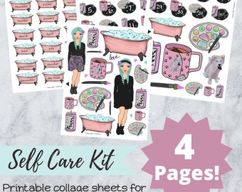 Journaling afdrukbare dagboekstickers collageblad afdrukbare dagboekdatums afdrukbare planner afdrukbare maand afdrukbare journaling