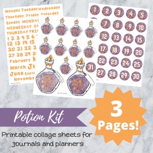Journal printable stickers journal printable collage sheet printable journal dates planner printable month printable digital collage sheet