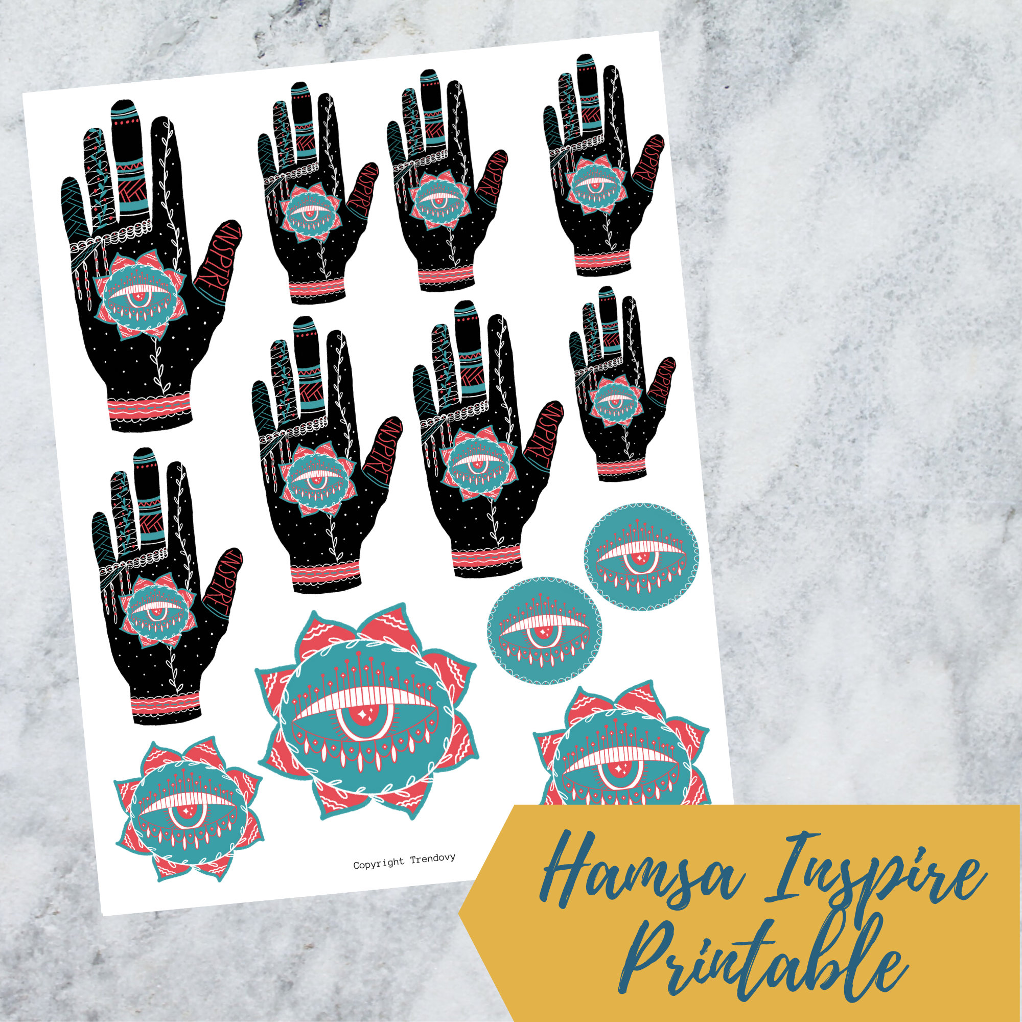 Hamsa printable hamsa illustration journal printable Hamsa - Etsy España
