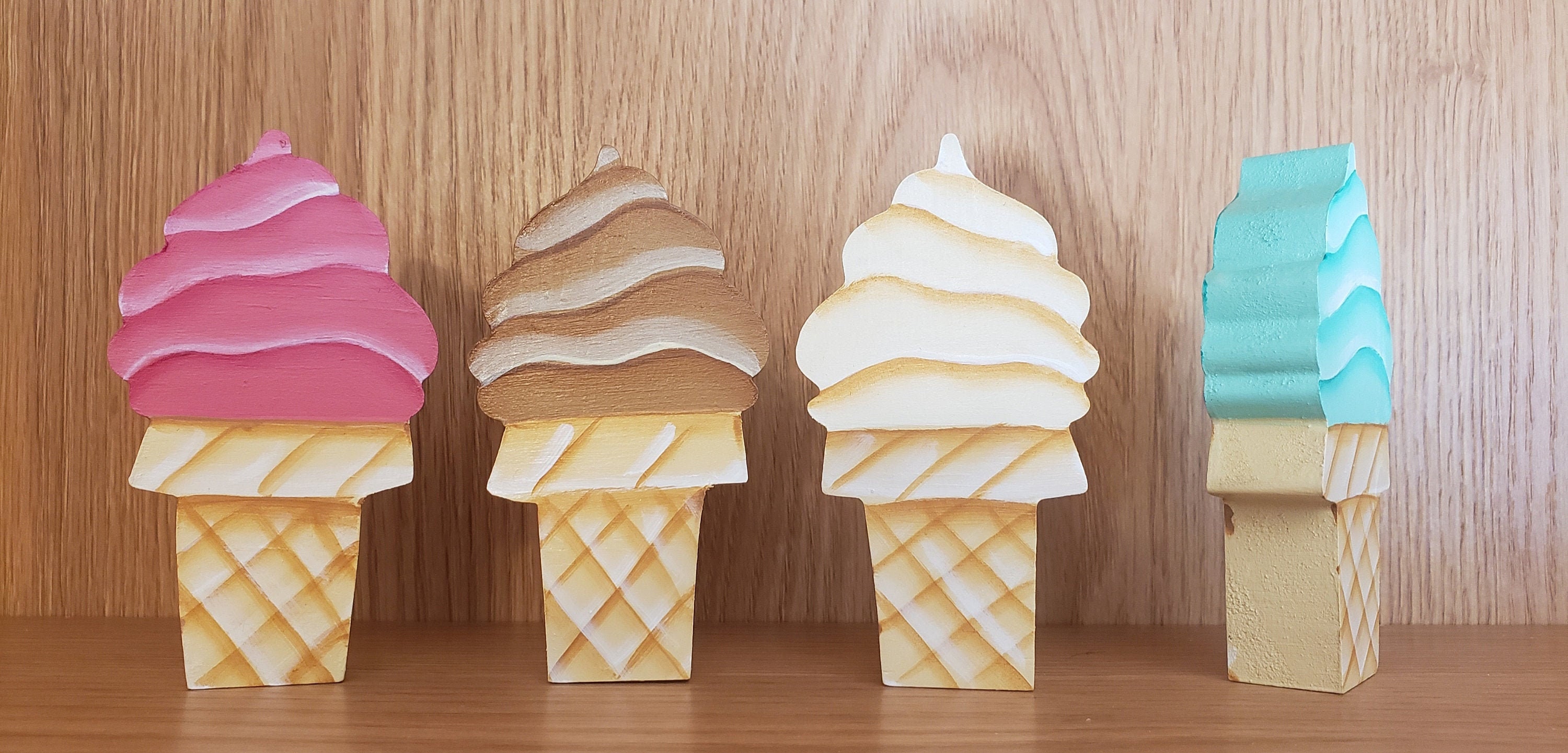 Personalized Ice Cream Cone Summer Wood Decoration