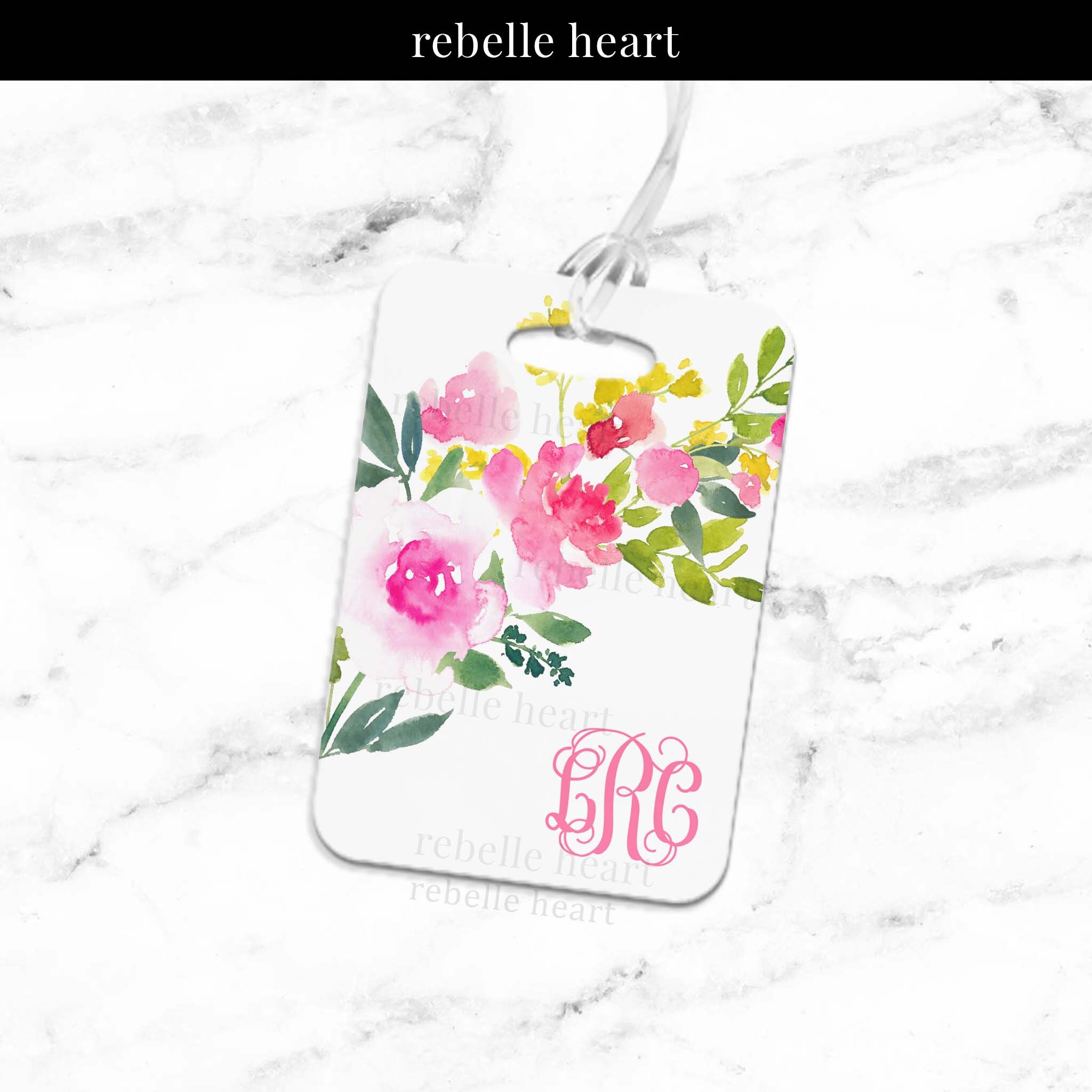 floral luggage tag