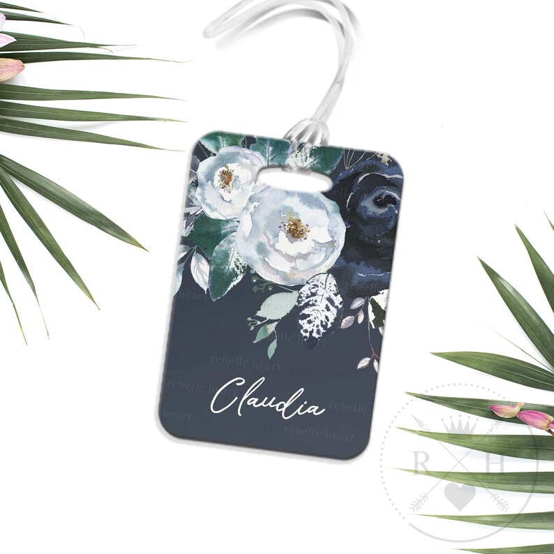 floral luggage tag