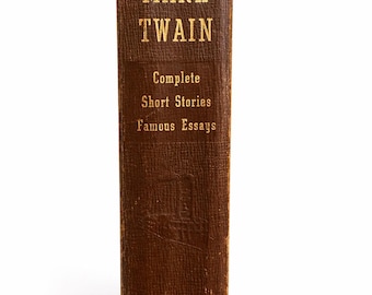 Mark Twain Complete Short Stories Famous Essays Collier Soft Leather Vintage Book 1920s 1930s Classic Literature