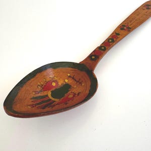 Antique Anatolian Folk Art Wooden Spoon Handpainted
