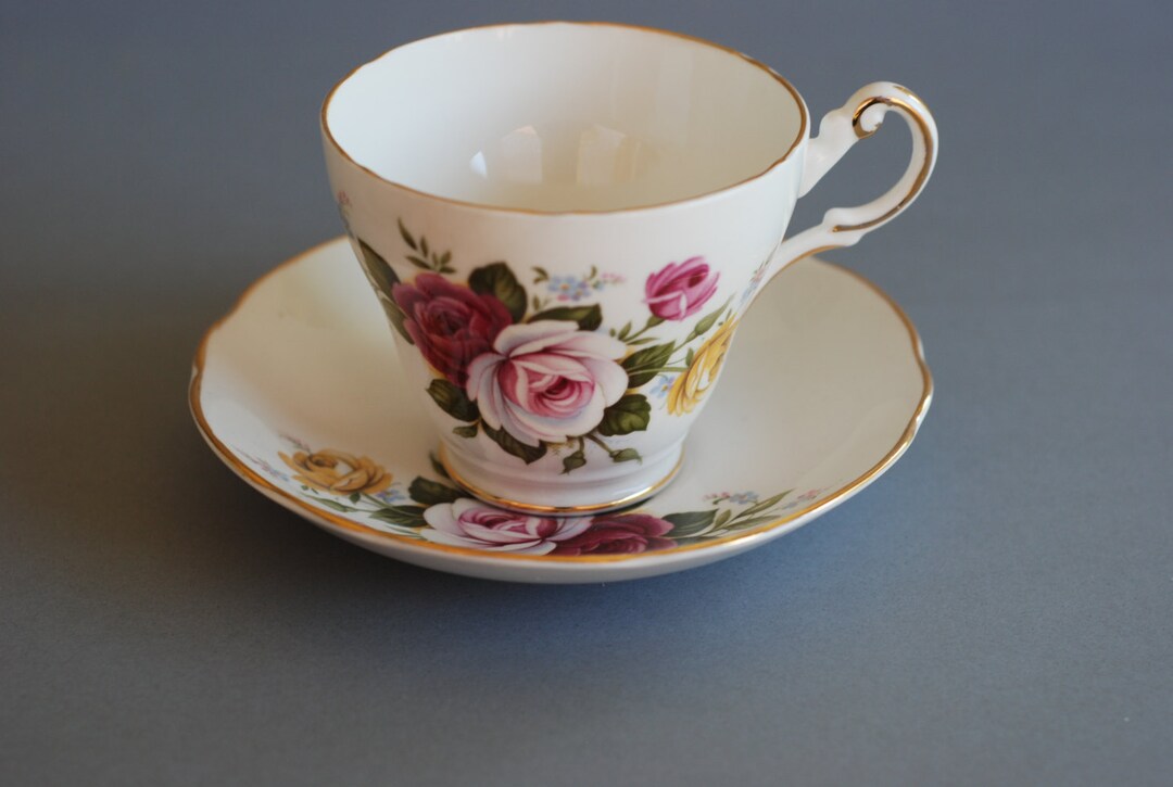 Regency English Bone China Tea Cup and Saucer Floral Roses Vintage, Collectible, Cup of Tea