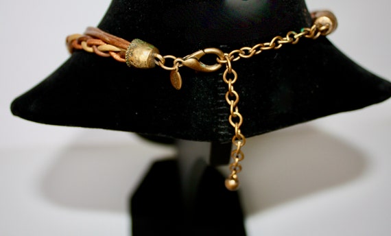 Fabulous Beachwear Necklace, Gold and Brown Braid… - image 3