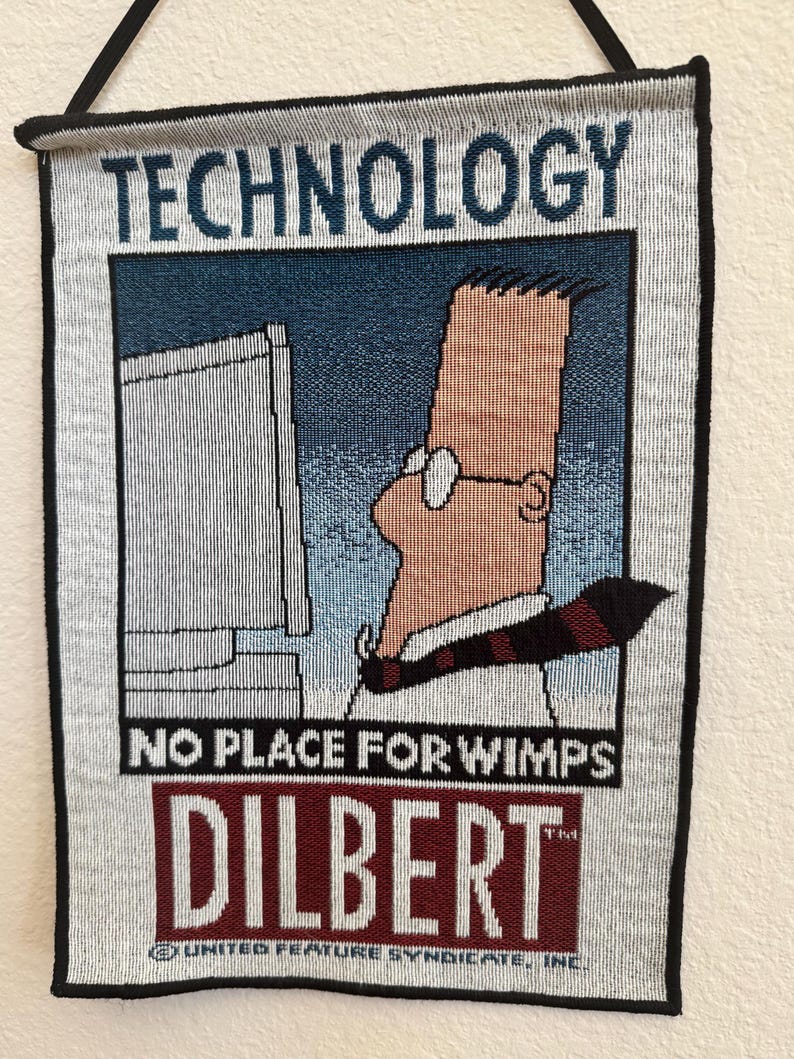 Dilbert Computer Monitor Vintage Dilbert Technology No Place for Wimps Tapestry Wall Hanging - Etsy