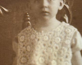 Antique Photograph of a Toddler Standing on a Chair, Cabinet Photo, Sepia, Authentic (1900)