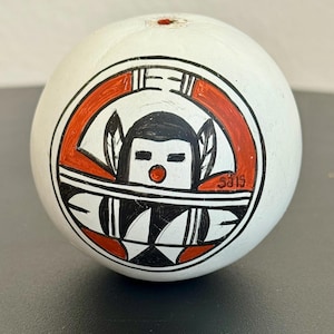Southwestern Hand Painted Gourd Ornament Signed SAIS Kachina Design