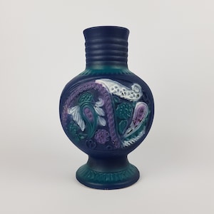 Vintage Striking Matt Cobalt Blue Walter Gerhards Keramik Fat Lava Vase - Form 115-30