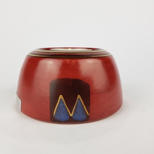 Vintage KMK (Keramik Manufaktur Kupfermühle) Candle Holder with Rubin decor German Pottery 1990s