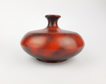 Vintage Reddish Orange VAN DAALEN KERAMIK Vase 79/3  West German Pottery 1970S