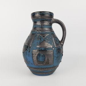 Vintage CARSTENS KERAMIK Vase with Blue Ankara Decor 7316-25 West German Pottery 1960s
