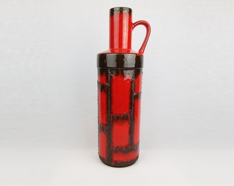 Vintage RUSCHA Keramik Vase With Enzian Decor, West German Pottery