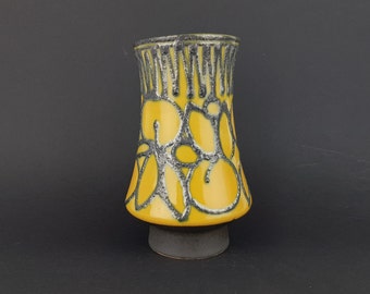 Vintage VEB STREHLA Yellow Vase East German DDR  Pottery 1960s - 1970s