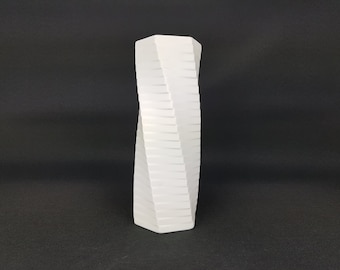 Vintage ROSENTHAL White Biscuit Porcelain Porzellan Op Art vase by Werner Uhl 1970s
